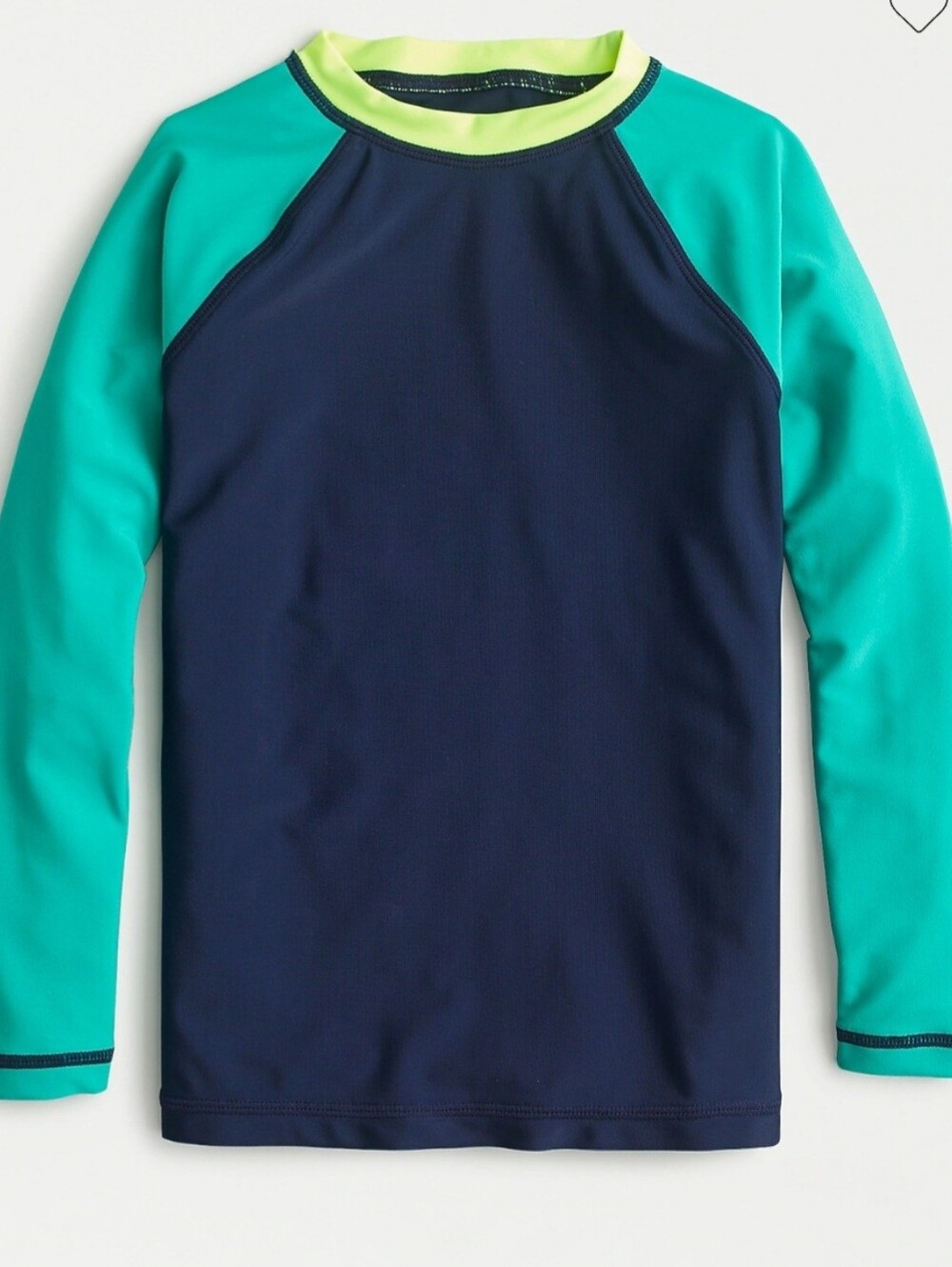Crewcuts by J. Crew Boy's Long-Sleeve Rashguard in Colorblock- Size 12